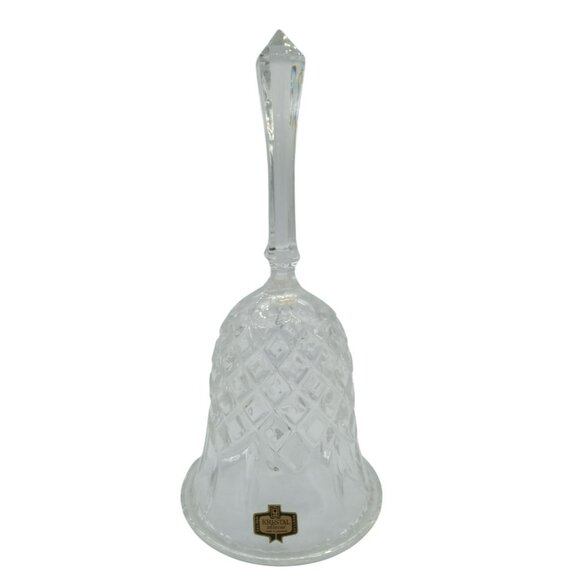 Crystal Bell Kristal Zajecar Diamond Design Hand Cut Leaded Glass 9 In Vintage - Picture 1 of 15